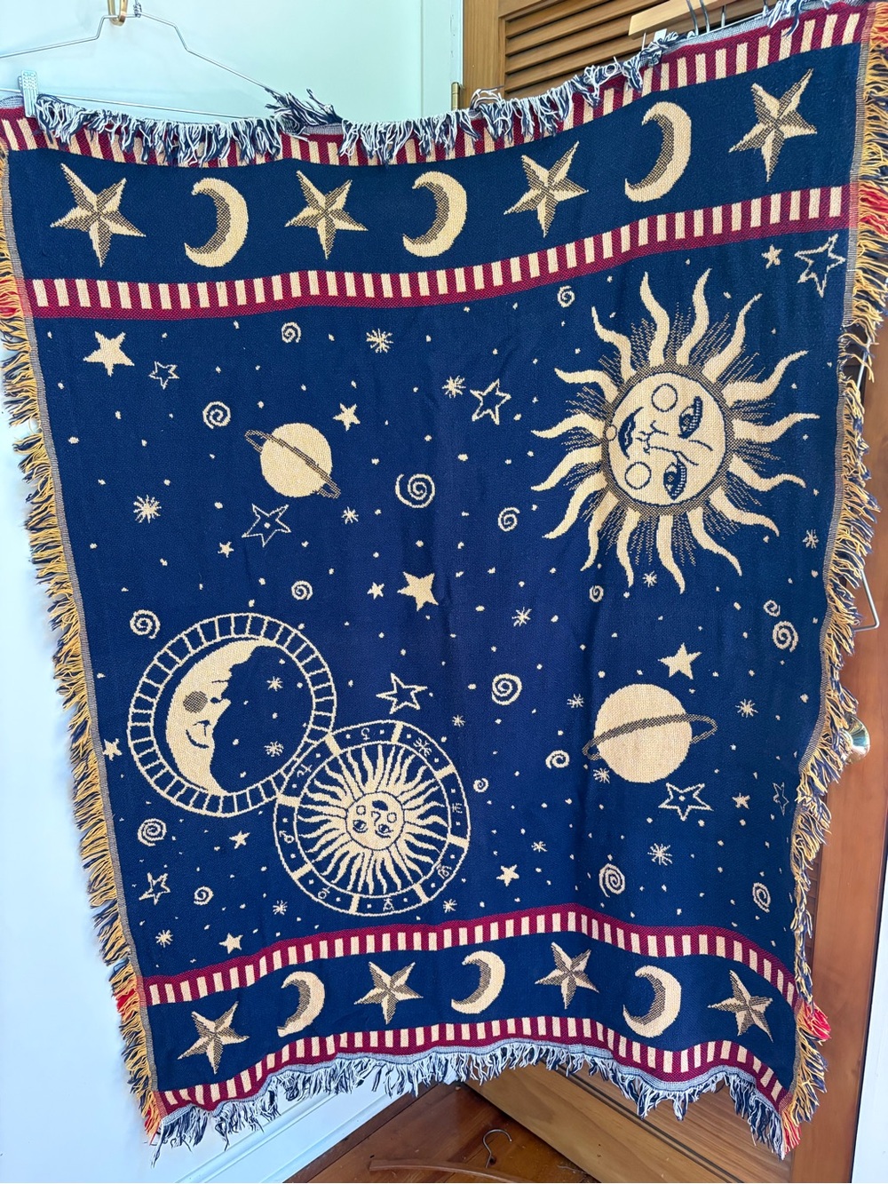 Vintage Goodwin Weavers Celestial Sun & Moon Throw Blanket